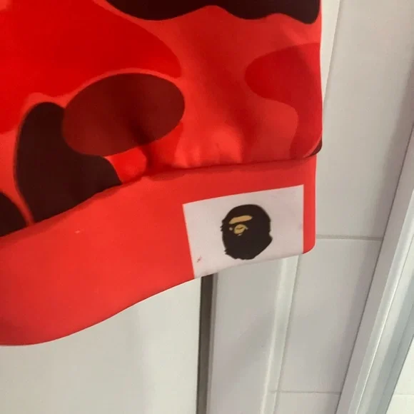 BAPE designer brand Camo Red Shark Full Zip Hoodie lightweight jacket Size XXL - Picture 3 of 15